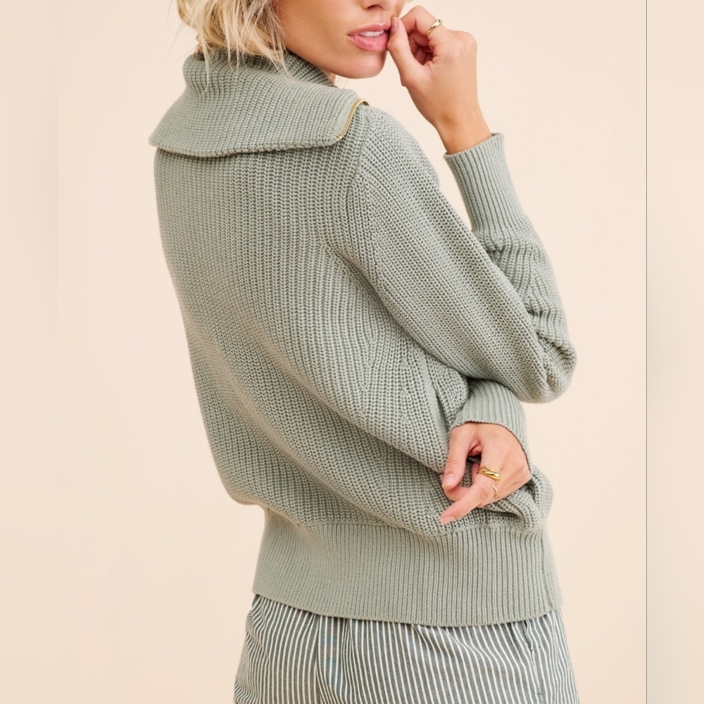 VARLY Ada Full Zip Through Knit Sweater oversize SZ XS - Picture 8 of 16